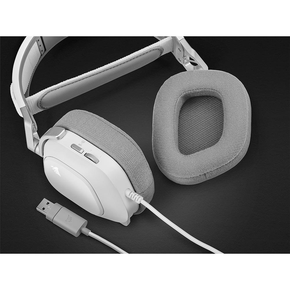 Headset Gamer CORSAIR HS80 RGB USB Branco | KaBuM!