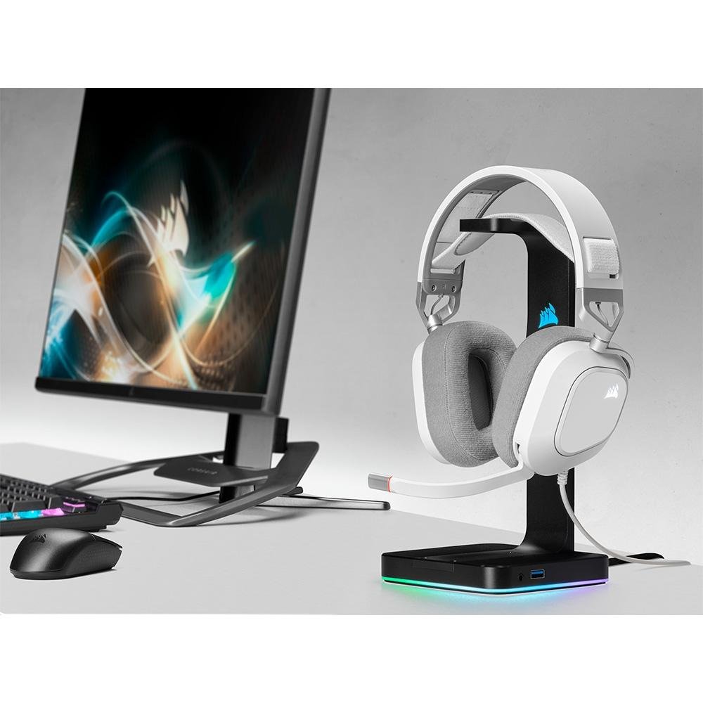 Headset Gamer Corsair HS80 Premium, RGB, Surround, Dolby 7.1, Drivers 50mm, Branco - CA-9011238-NA Headset Gamer Corsair HS80 Premium, RGB, Surround, Dolby 7.1, Drivers 50mm, Branco - CA-9011238-NA