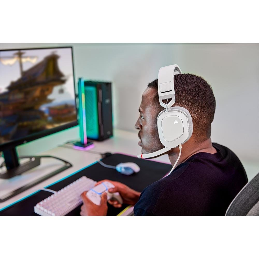 Headset Gamer Corsair HS80 Premium, RGB, Surround, Dolby 7.1, Drivers 50mm, Branco - CA-9011238-NA Headset Gamer Corsair HS80 Premium, RGB, Surround, Dolby 7.1, Drivers 50mm, Branco - CA-9011238-NA