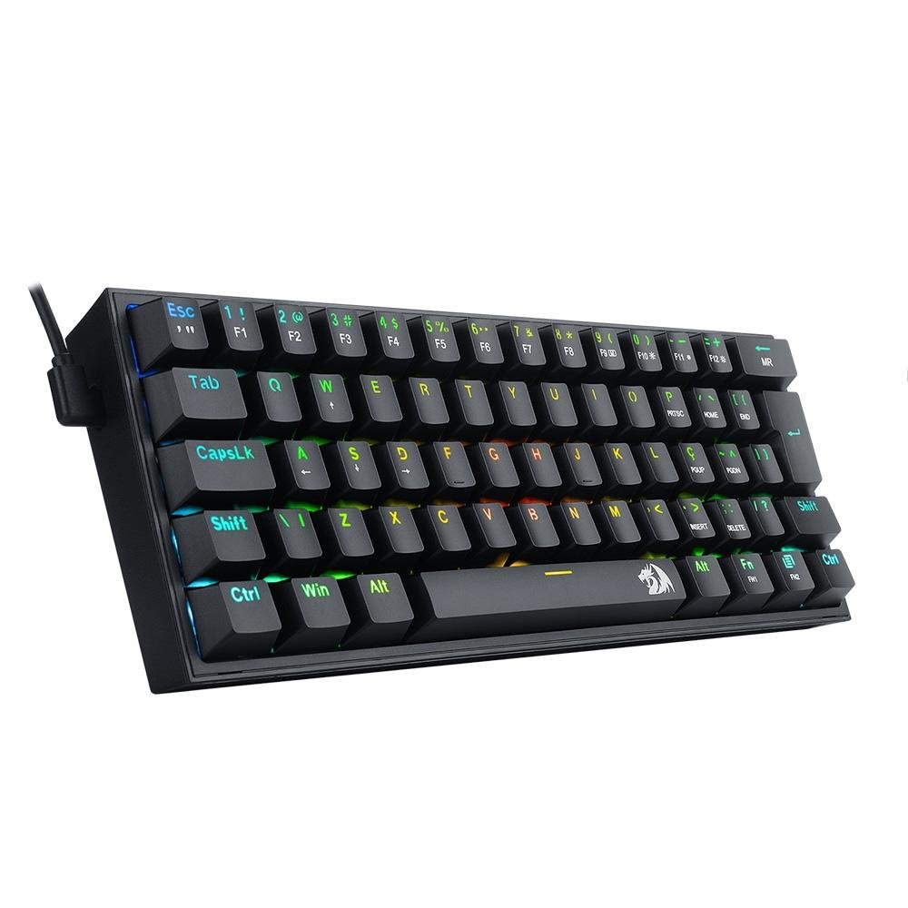 Teclado Mecânico Gamer Redragon Fizz, RGB, Switch Brown, Preto