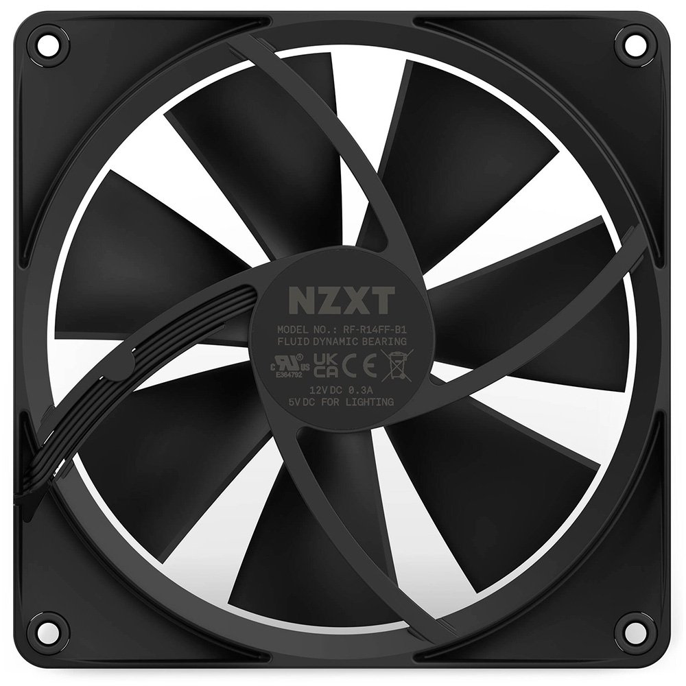 パソコンアクセサリーファンNZXT色相+AER rgb140 Cooler FAN NZXT, 140mm, RGB, Preto - RF-R14SF-B1 | KaBuM!