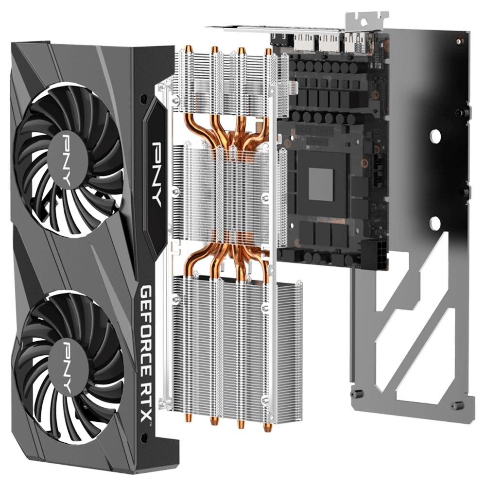 Placa de Video RTX 3060 TI Dual Fan PNY NVIDIA Geforce, 8 GB GDDR6, LHR, DLSS, Ray Tracing - VCG3060T8LDFBPB1 Placa de Video RTX 3060 TI Dual Fan PNY NVIDIA Geforce, 8 GB GDDR6, LHR, DLSS, Ray Tracing - VCG3060T8LDFBPB1