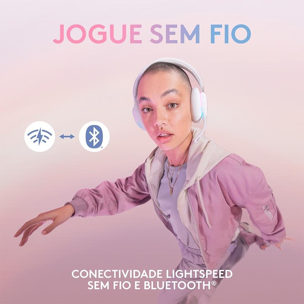 Headset Gamer Sem Fio Logitech G735, Coleção Aurora, RGB, Drivers 40mm, Bluetooth, USB, PC e Mac, Branco - 981-001082