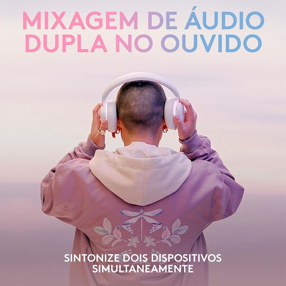 Headset Gamer Sem Fio Logitech G735, Coleção Aurora, RGB, Drivers 40mm, Bluetooth, USB, PC e Mac, Branco - 981-001082