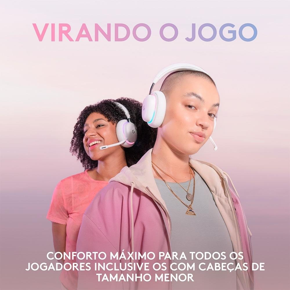 Headset Gamer Sem Fio Logitech G735, Coleção Aurora, RGB, Drivers 40mm, Bluetooth, USB, PC e Mac, Branco - 981-001082