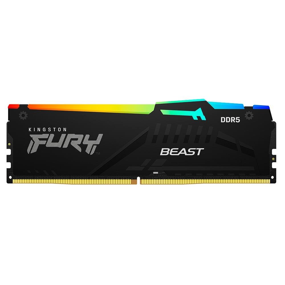 Memória RAM Kingston Fury Beast RGB, 64GB (2x32GB), 5200MHz, DDR5, CL40, para Intel XMP, Preto - KF552C40BBAK2-64