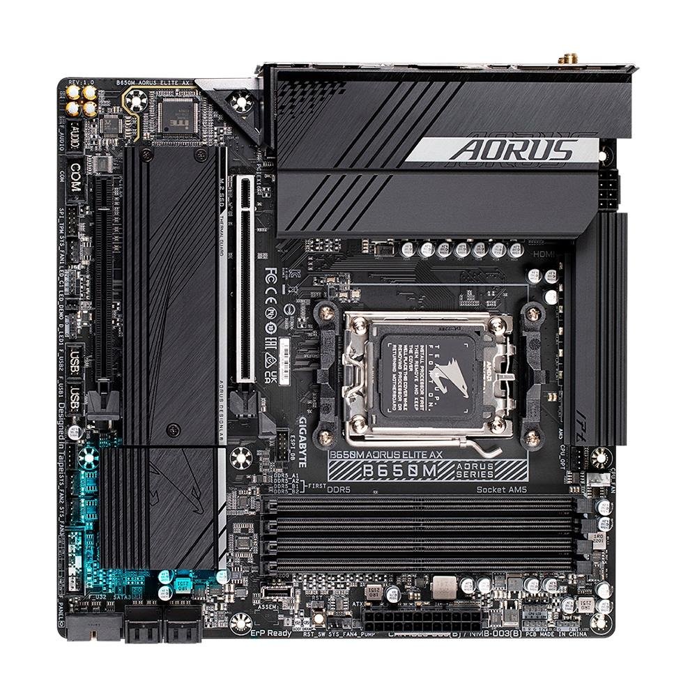 Placa-Mãe Gigabyte B650M Aorus Elite AX, AMD,  Micro ATX, DDR5, Wi-Fi, Bluetooth - B650M Aorus ELITE AX