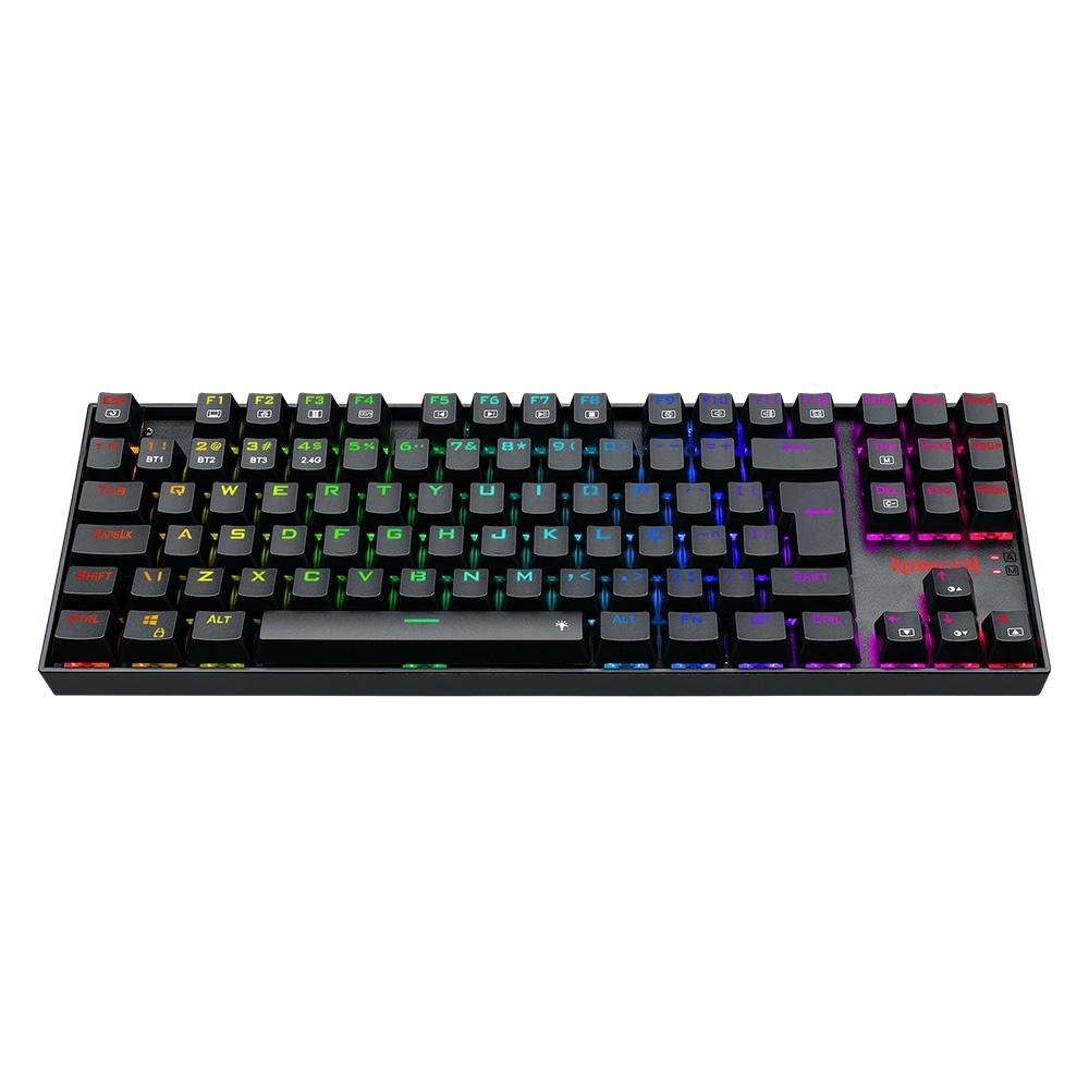 Teclado Sem Fio Mecânico Gamer Redragon Kumara Pro, RGB, Switch Brown, ABNT2, Anti-Ghosting, Wireless, Bluetooth, Preto - K552RGB-BRS-B