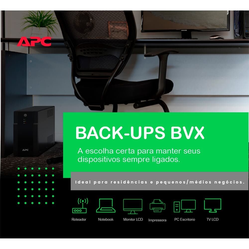 Nobreak APC Back-UPS, 1200VA, 6x Tomadas de Saída, Monovolt 115V - BVX1200-BR