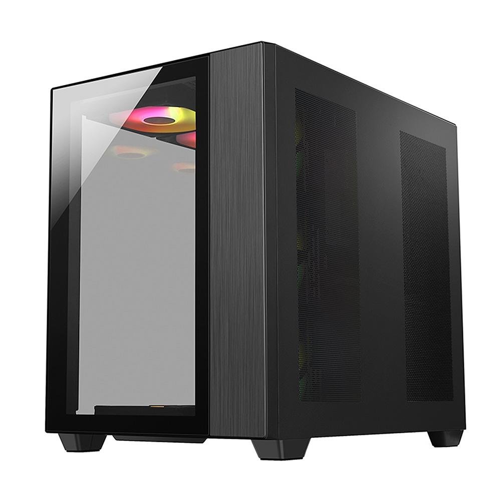 Gabinete Gamer Hyrax HGB720, Mid Tower, ATX, Frontal e Lateral Em Vidro Temperado, Sem FANs, Preto Gabinete Gamer Hyrax HGB720, Mid Tower, ATX, Frontal e Lateral Em Vidro Temperado, Sem FANs, Preto