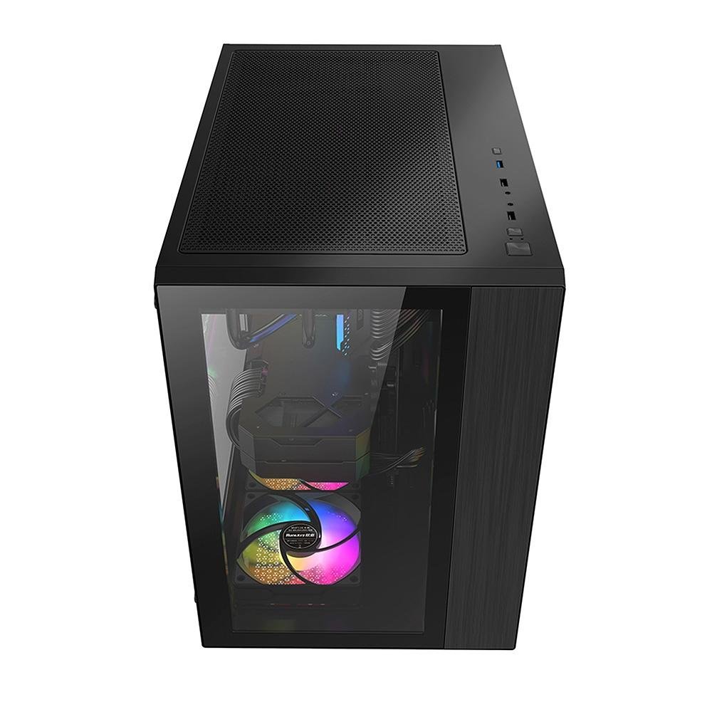 Gabinete Gamer Hyrax HGB720, Mid Tower, ATX, Frontal e Lateral Em Vidro Temperado, Sem FANs, Preto Gabinete Gamer Hyrax HGB720, Mid Tower, ATX, Frontal e Lateral Em Vidro Temperado, Sem FANs, Preto