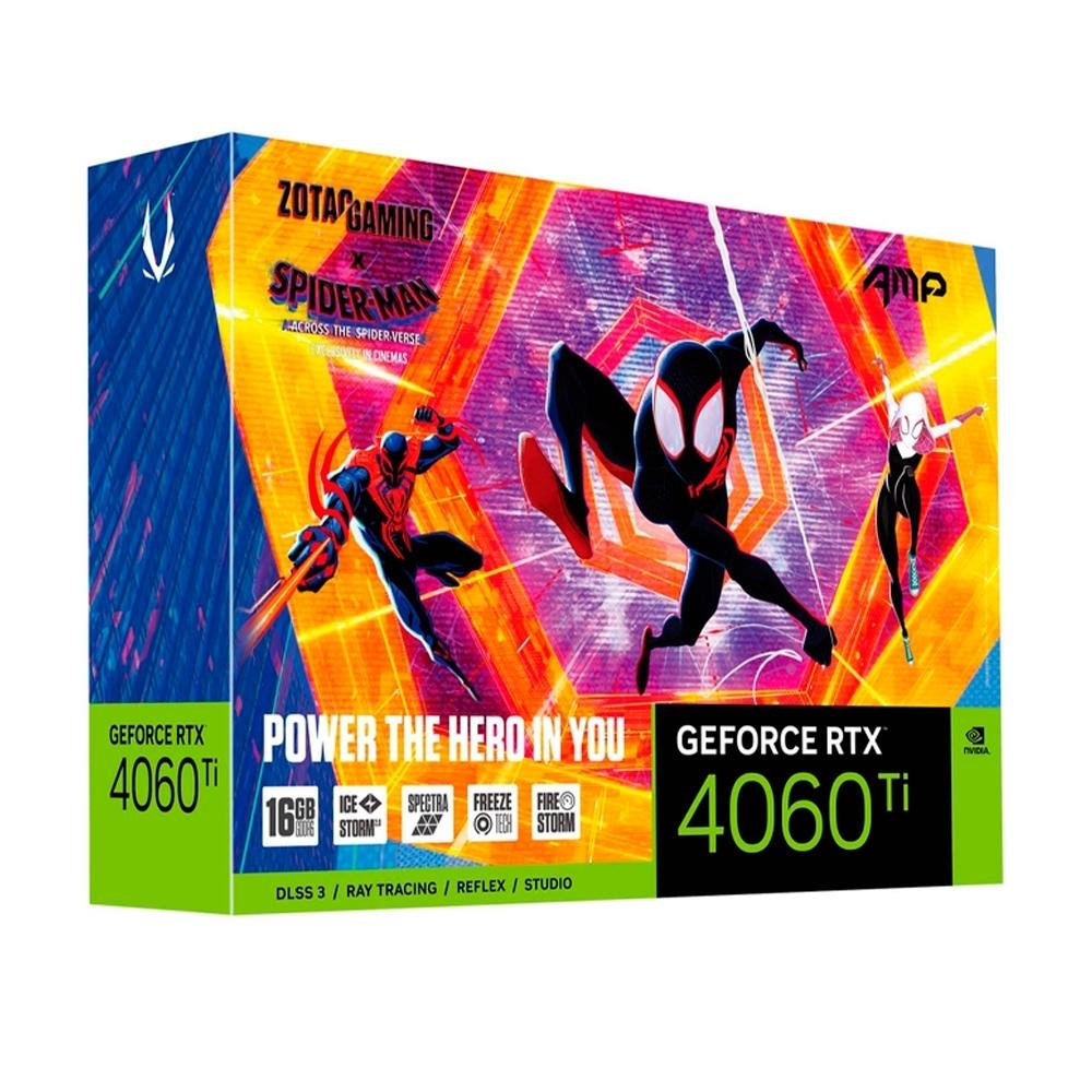 GeForce RTX 4060 Ti スパイダーバースコラボ Placa de Vídeo Zotac RTX 4060TI Spiderman | KaBuM!