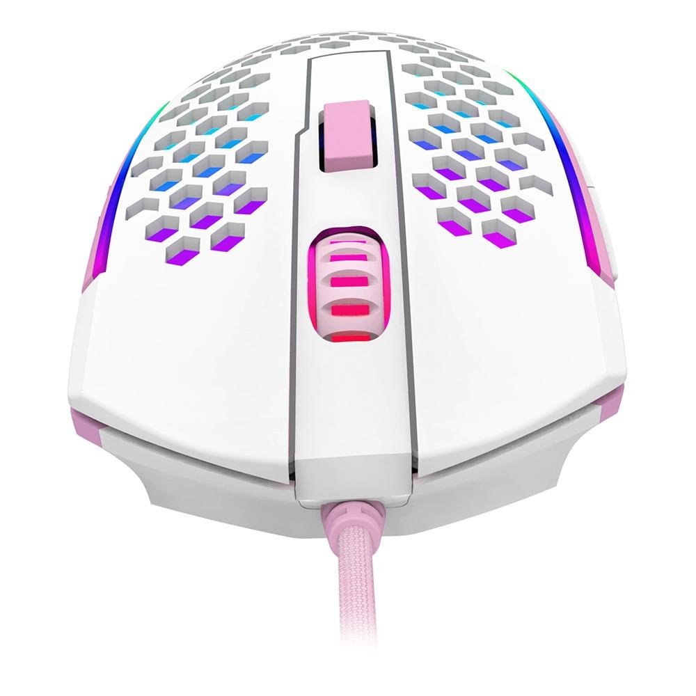 Mouse Gamer Redragon Reaping Elite RGB, 32000 DPI, 6 Botões, Branco e Rosa - M987WP-P
