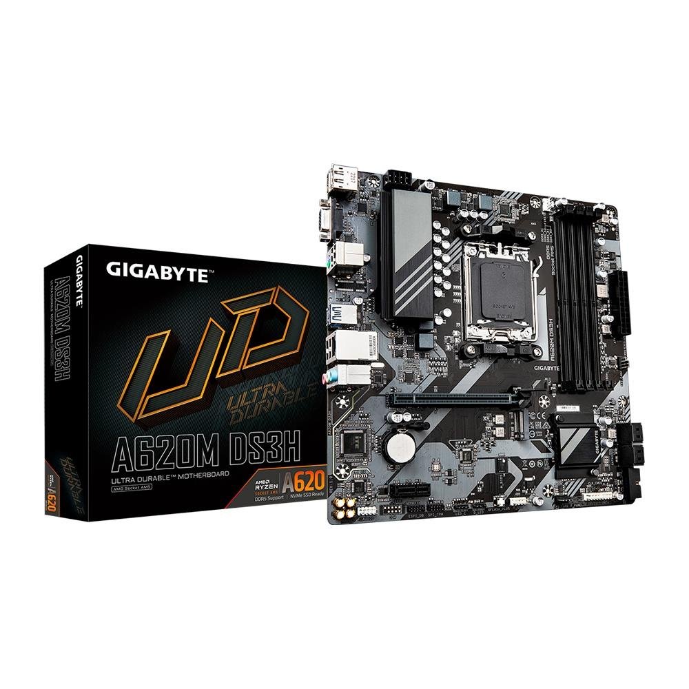 Placa-Mãe Gigabyte A620M DS3H, AMD AM5, mATX, DDR5, RGB, Preto - A620M DS3H Placa-Mãe Gigabyte A620M DS3H, AMD AM5, mATX, DDR5, RGB, Preto - A620M DS3H