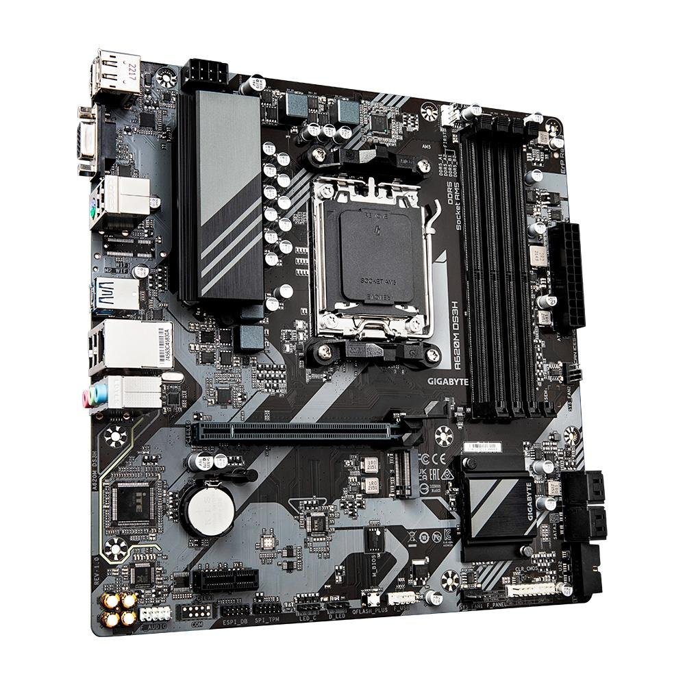 Placa-Mãe Gigabyte A620M DS3H, AMD AM5, mATX, DDR5, RGB, Preto - A620M DS3H Placa-Mãe Gigabyte A620M DS3H, AMD AM5, mATX, DDR5, RGB, Preto - A620M DS3H