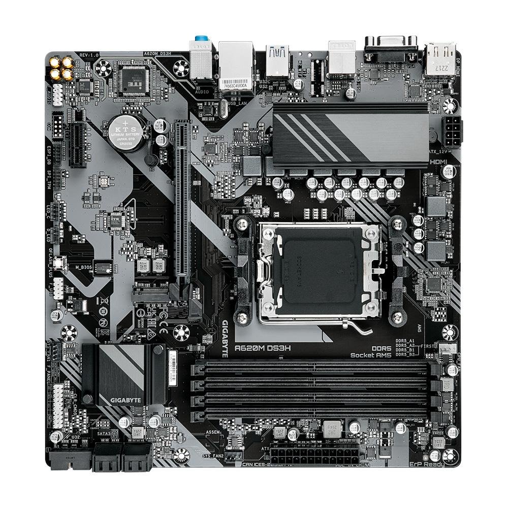 Placa-Mãe Gigabyte A620M DS3H, AMD AM5, mATX, DDR5, RGB, Preto - A620M DS3H Placa-Mãe Gigabyte A620M DS3H, AMD AM5, mATX, DDR5, RGB, Preto - A620M DS3H