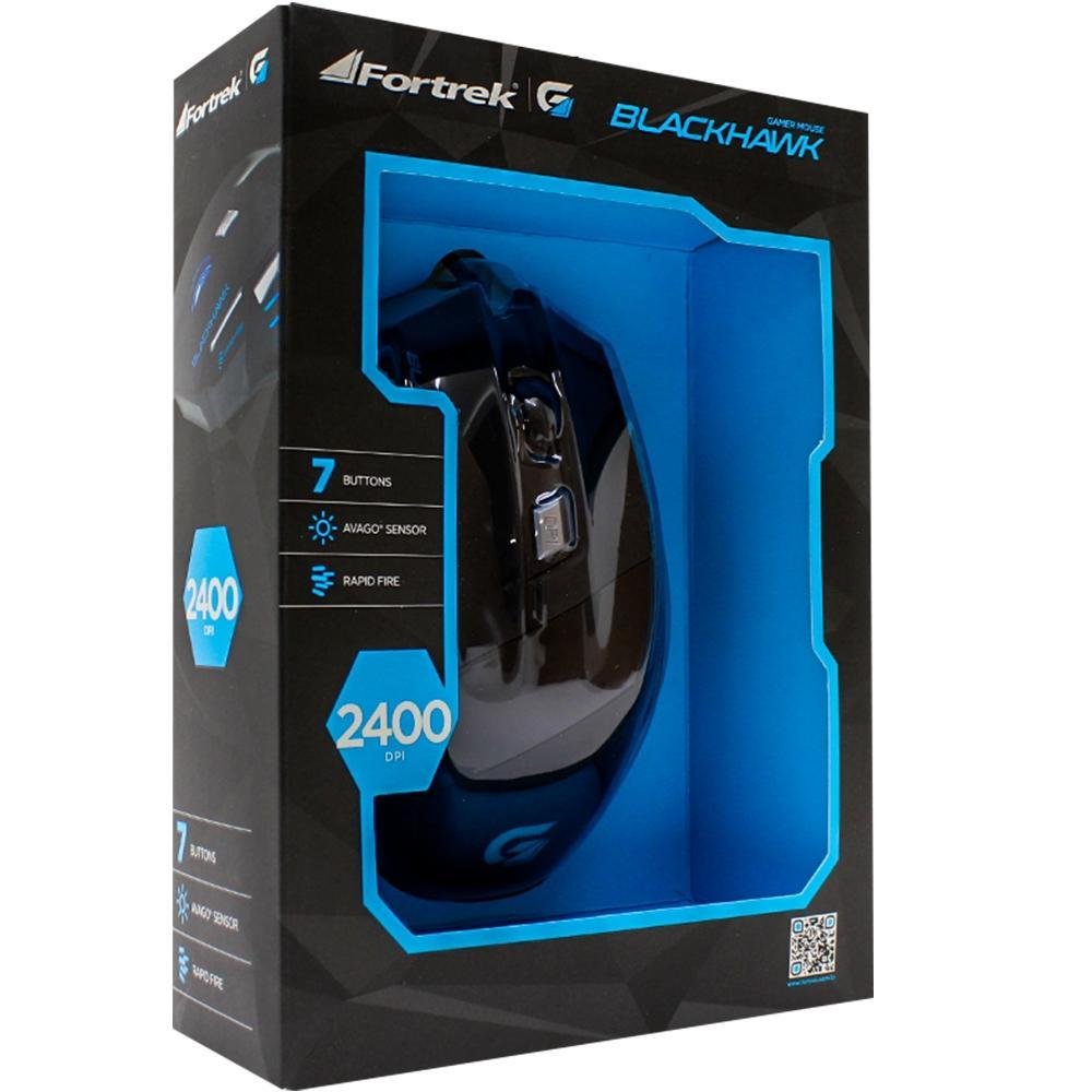 Mouse Gamer Fortrek Óptico USB Black Hawk 2400 dpi OM703 52013