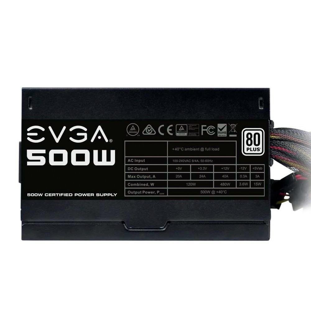 Fonte EVGA, 500W, 80 Plus White, PFC Ativo, Sem Cabo, Preto - 100-W1-0500-KR Fonte EVGA, 500W, 80 Plus White, PFC Ativo, Sem Cabo, Preto - 100-W1-0500-KR