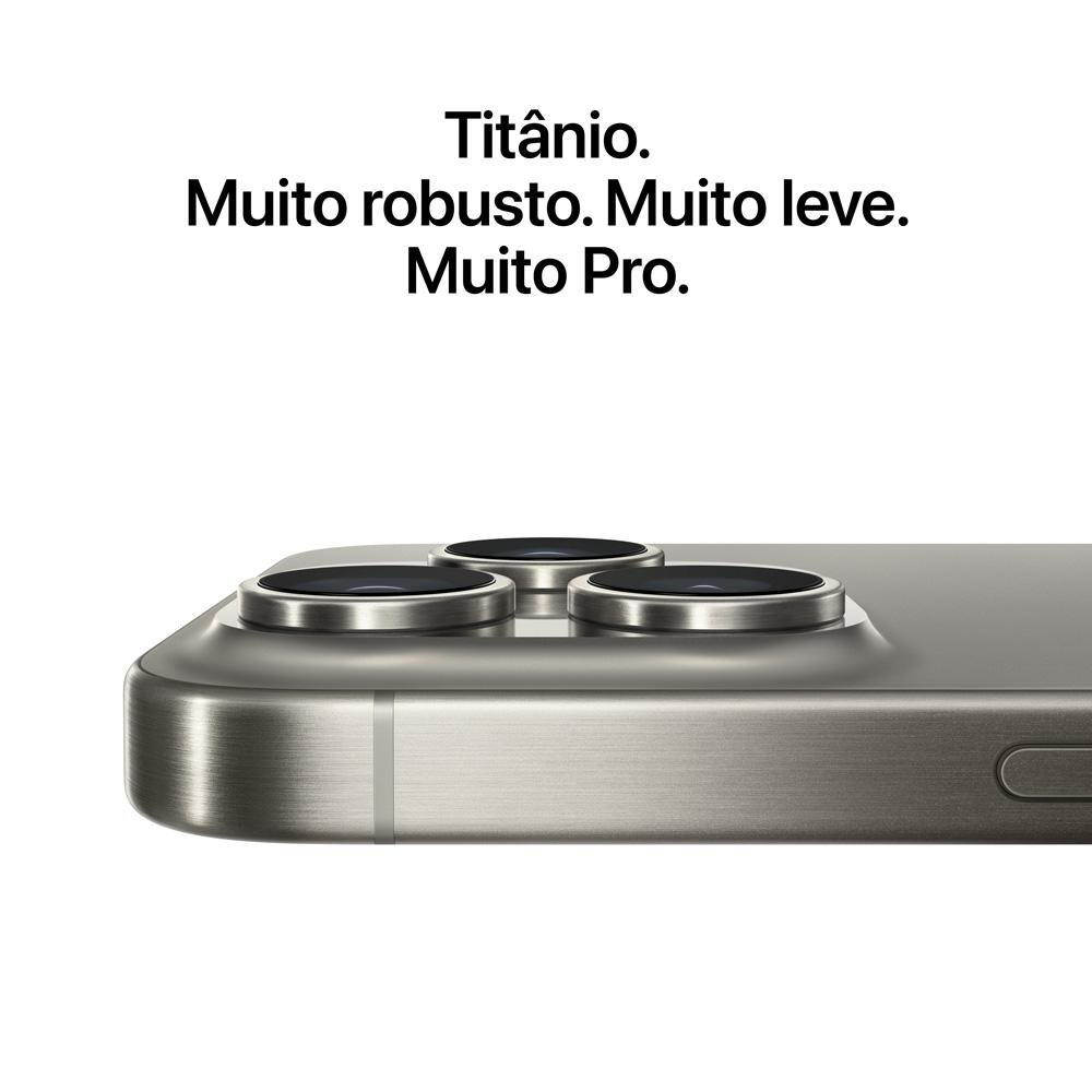 iPhone 15 Pro Apple 256GB, Câmera Tripla de 48MP, Tela 6.1", Natural Titânio iPhone 15 Pro Apple 256GB, Câmera Tripla de 48MP, Tela 6.1", Natural Titânio