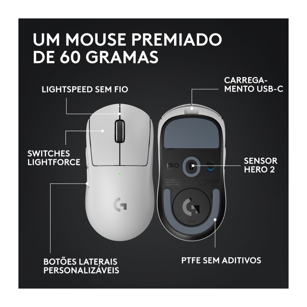 Logitech G Pro X Superlight 2 Branco | KaBuM!