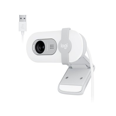 Webcam Logitech Brio 100 Full HD 30 FPS, Microfone, USB-A, Correção Automática, Branco - 960-001615
