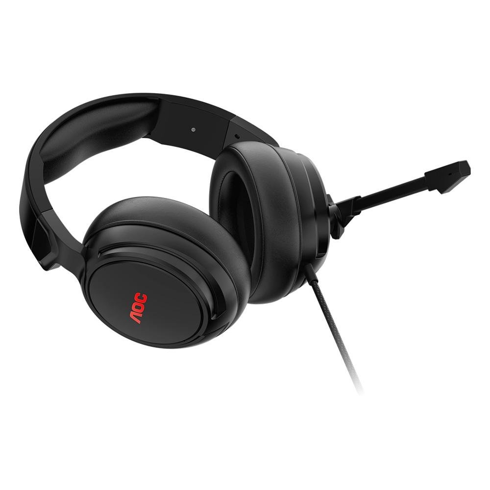 Headset Gamer AOC GH100, LED Vermelho, Drivers 50mm, P2, PC, PS4, PS5, Xbox One, Series, Switch, Mobile, Preto - GH100B Headset Gamer AOC GH100, LED Vermelho, Drivers 50mm, P2, PC, PS4, PS5, Xbox One, Series, Switch, Mobile, Preto - GH100B