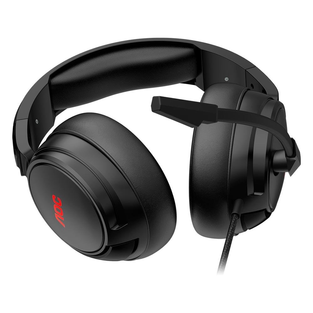 Headset Gamer AOC GH100, LED Vermelho, Drivers 50mm, P2, PC, PS4, PS5, Xbox One, Series, Switch, Mobile, Preto - GH100B Headset Gamer AOC GH100, LED Vermelho, Drivers 50mm, P2, PC, PS4, PS5, Xbox One, Series, Switch, Mobile, Preto - GH100B
