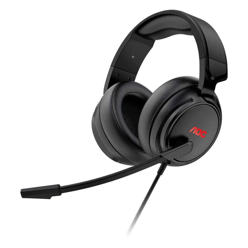 Headset Gamer AOC GH100, LED Vermelho, Drivers 50mm, P2, PC, PS4, PS5, Xbox One, Series, Switch, Mobile, Preto - GH100B Headset Gamer AOC GH100, LED Vermelho, Drivers 50mm, P2, PC, PS4, PS5, Xbox One, Series, Switch, Mobile, Preto - GH100B