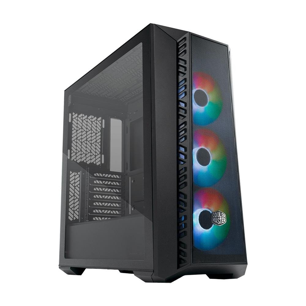 Gabinete Gamer Cooler Master Mid Tower, ARGB M-ATX, ATX/ MINI ITX, Masterbox MB520 MESH, Vidro Temperado, Preto - MB520-KGNN-S00 Gabinete Gamer Cooler Master Mid Tower, ARGB M-ATX, ATX/ MINI ITX, Masterbox MB520 MESH, Vidro Temperado, Preto - MB520-KGNN-S00