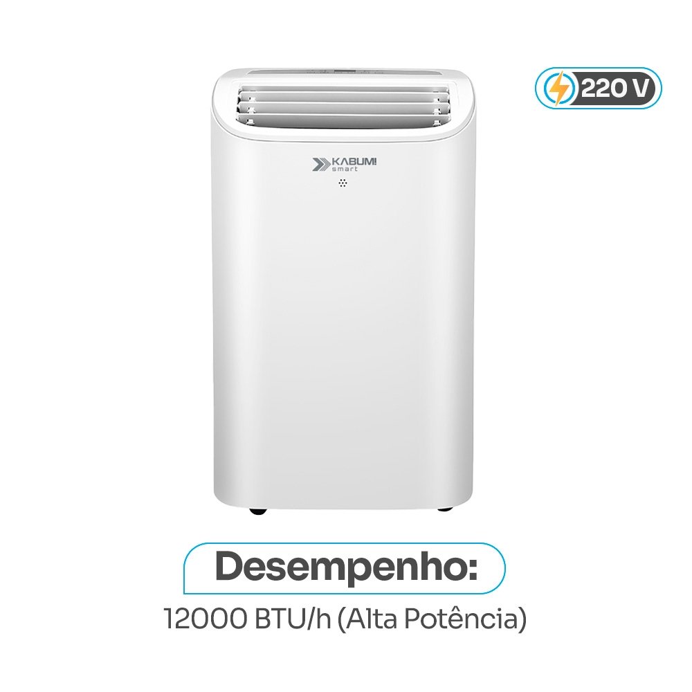 Ar Condicionado Portátil KABUM! smart 100, 12000 BTUs, Frio, Controle via App, Alexa/Google Assistente, 220V, Branco - KSAC100BR220