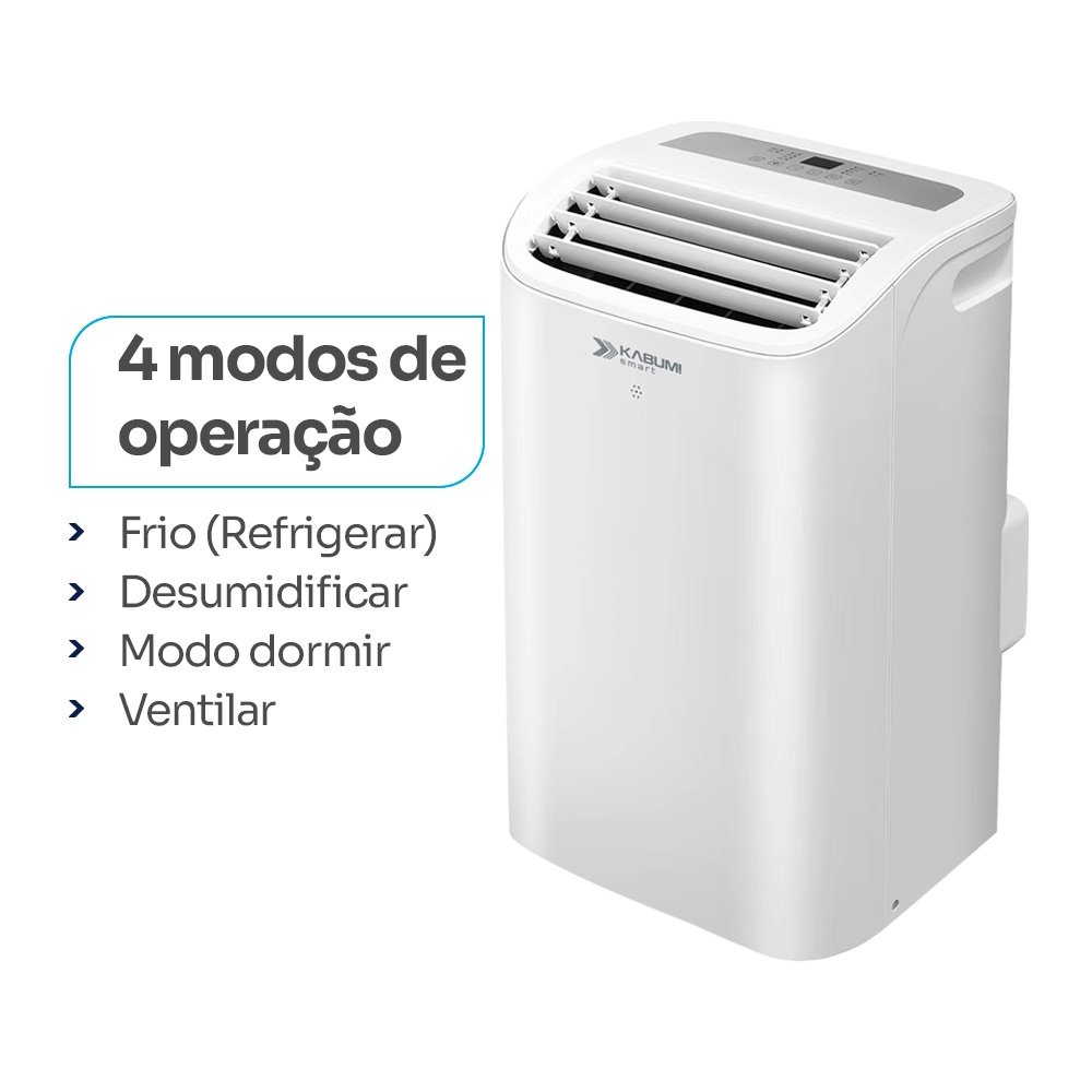 Ar Condicionado Portátil KABUM! smart 100, 12000 BTUs, Frio, Controle via App, Alexa/Google Assistente, 220V, Branco - KSAC100BR220