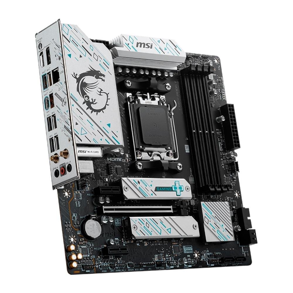 Placa-Mãe MSI B650M Gaming Plus, AMD AM5, M-ATX, DDR5, Wi-Fi, Preto - B650M GAMING PLUS WIFI