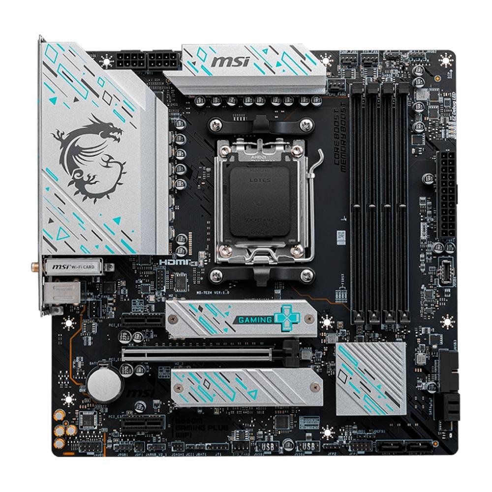Placa-Mãe MSI B650M Gaming Plus, AMD AM5, M-ATX, DDR5, Wi-Fi, Preto - B650M GAMING PLUS WIFI