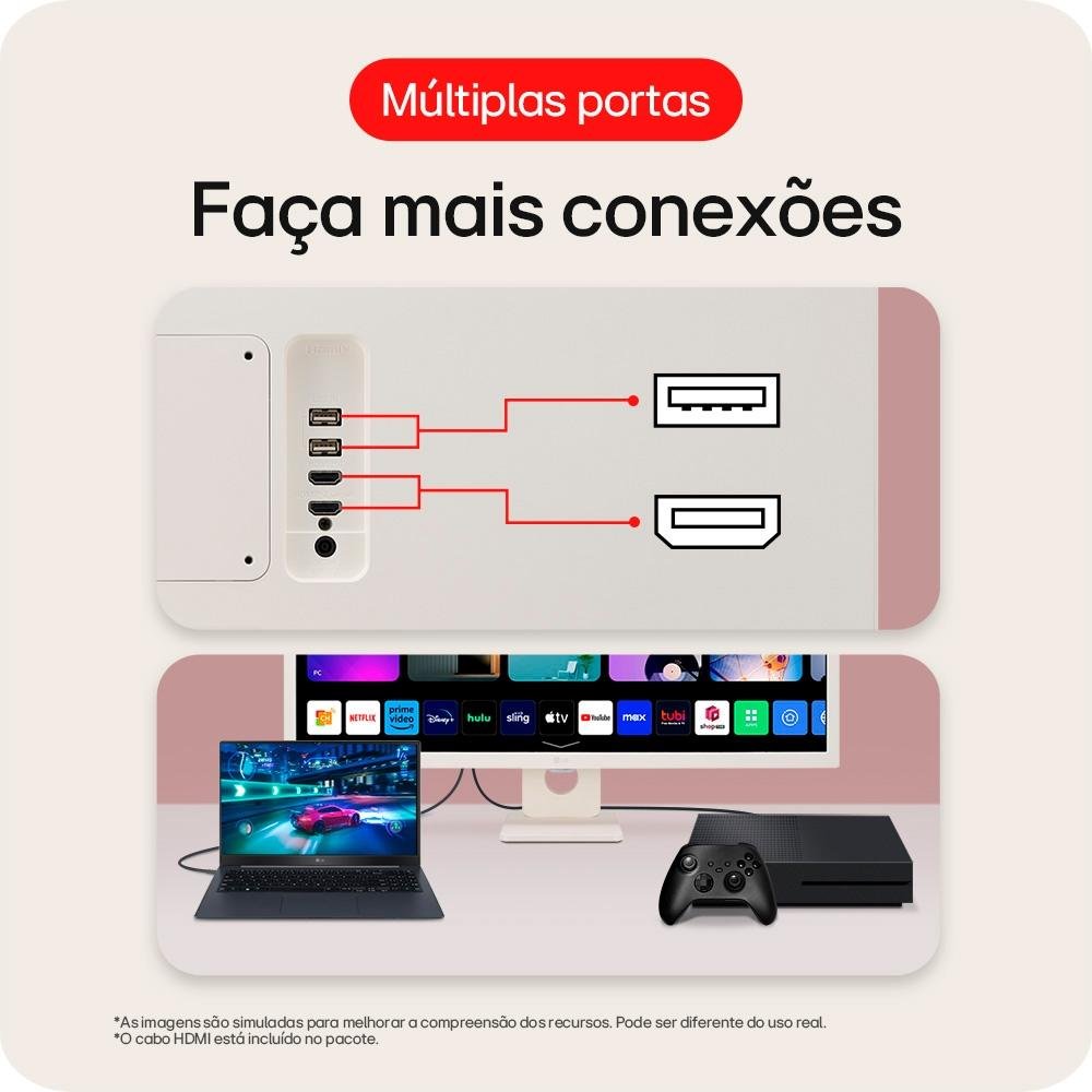 Monitor LG MyView Smart 32", IPS FHD, Bluetooth, USB, HDMI, HDR10, WebOs, Screen Share, ThinQ, Air Play 2, Preto - 32SR50F-W