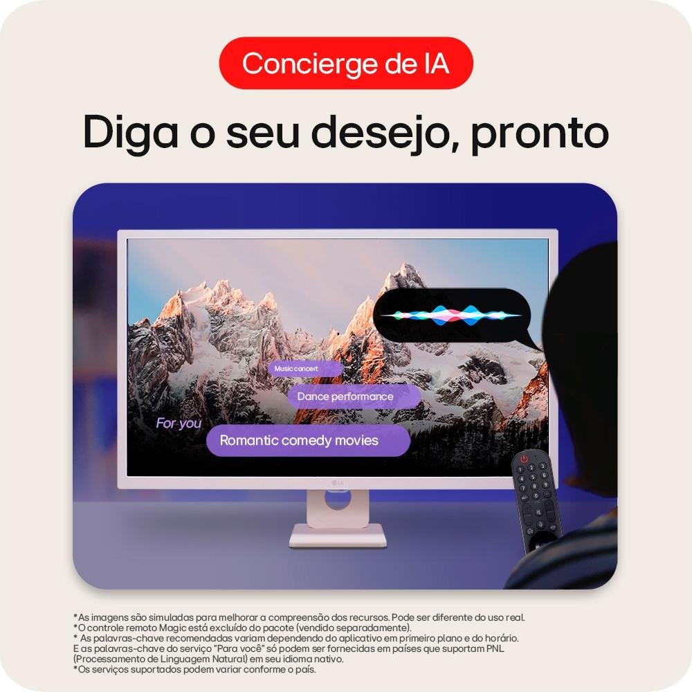 Monitor LG MyView Smart 32", IPS FHD, Bluetooth, USB, HDMI, HDR10, WebOs, Screen Share, ThinQ, Air Play 2, Preto - 32SR50F-W