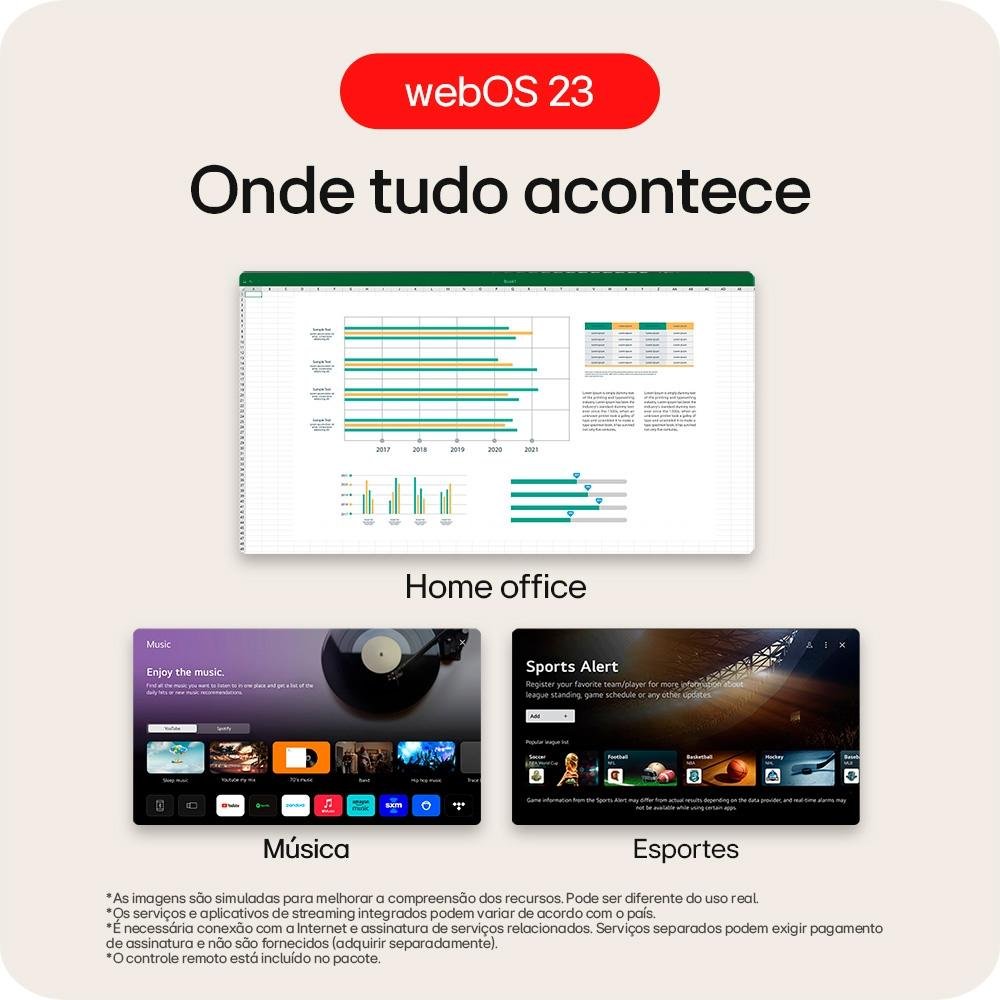 Monitor LG MyView Smart 32", IPS FHD, Bluetooth, USB, HDMI, HDR10, WebOs, Screen Share, ThinQ, Air Play 2, Preto - 32SR50F-W