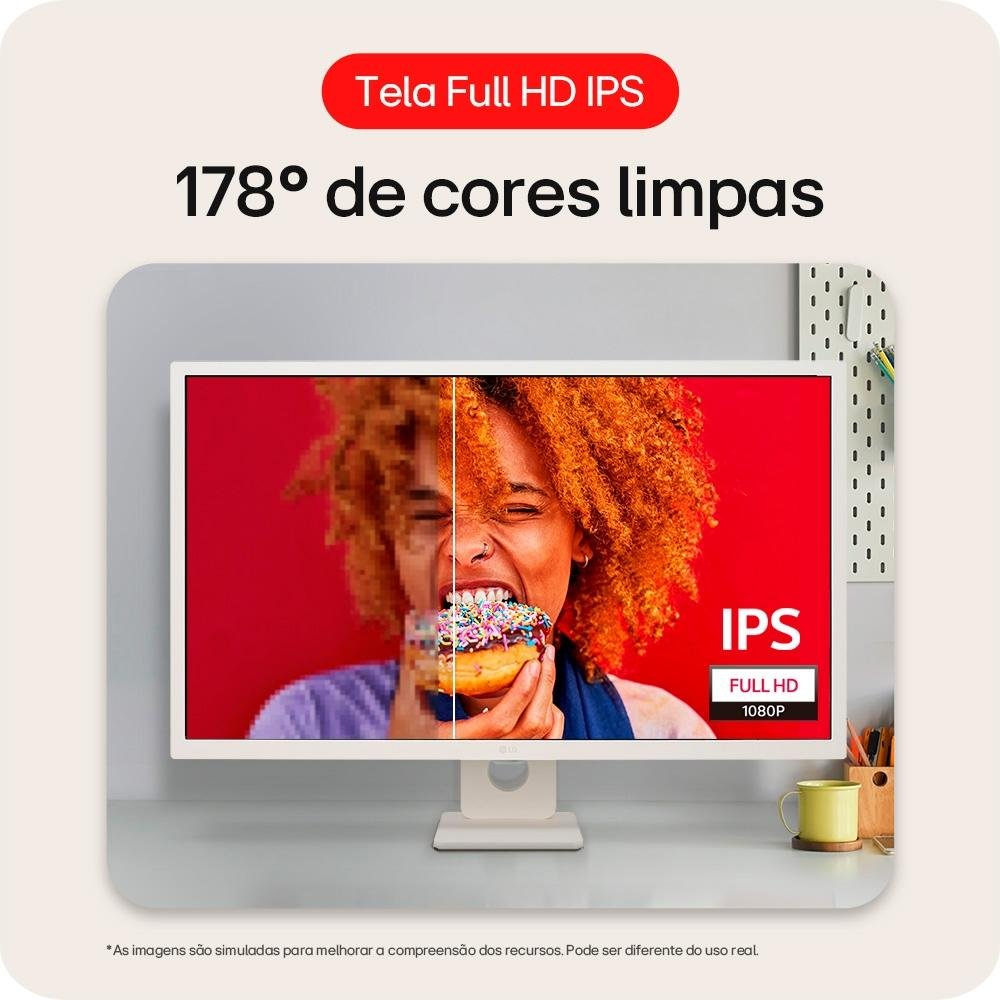 Monitor LG MyView Smart 32", IPS FHD, Bluetooth, USB, HDMI, HDR10, WebOs, Screen Share, ThinQ, Air Play 2, Preto - 32SR50F-W