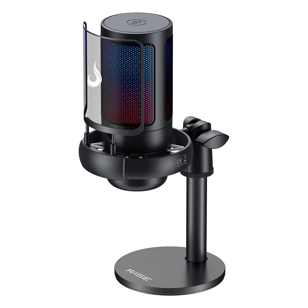 Microfone Gamer De Mesa Rise Mode Elite 05, RGB, USB-C, Preto - RM-ME-05-B