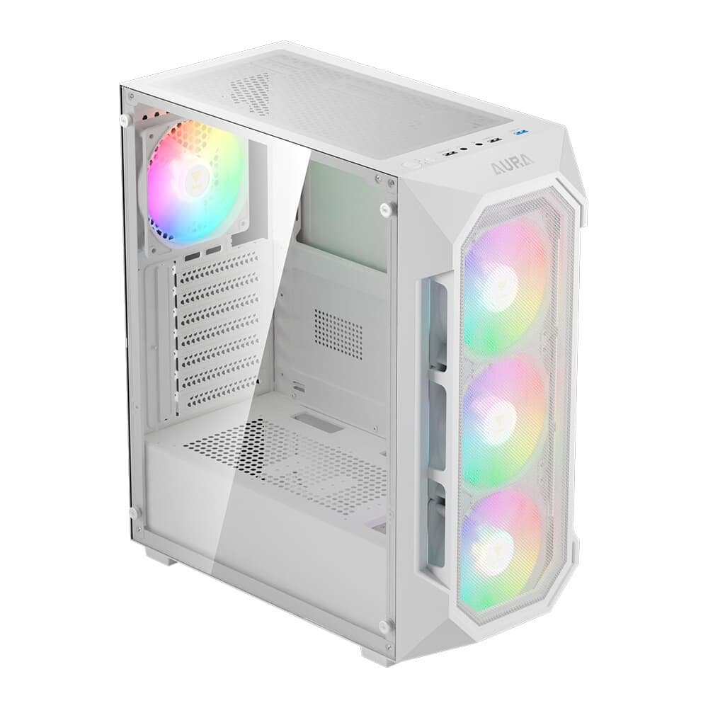 Gabinete Gamer Gamdias Aura GC1 Elite, Mid Tower, ATX, Lateral em Vidro Temperado, Kit Cooler Fan, Branco - AURA GC1 ELITE WH Gabinete Gamer Gamdias Aura GC1 Elite, Mid Tower, ATX, Lateral em Vidro Temperado, Kit Cooler Fan, Branco - AURA GC1 ELITE WH