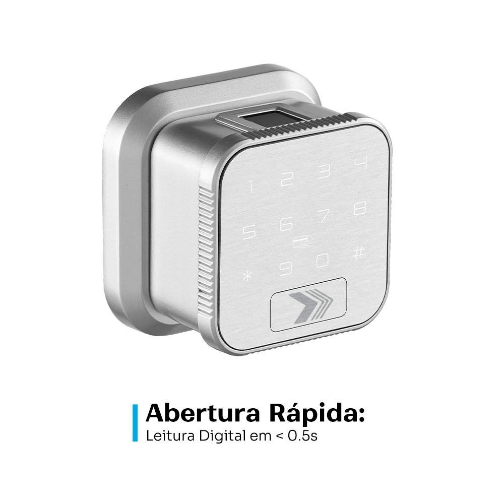 Fechadura Digital KABUM! smart Simple Access, Biometria, 100 Digitais, Conexão com APP, Cinza - KSFD200CZ Fechadura Digital KABUM! smart Simple Access, Biometria, 100 Digitais, Conexão com APP, Cinza - KSFD200CZ