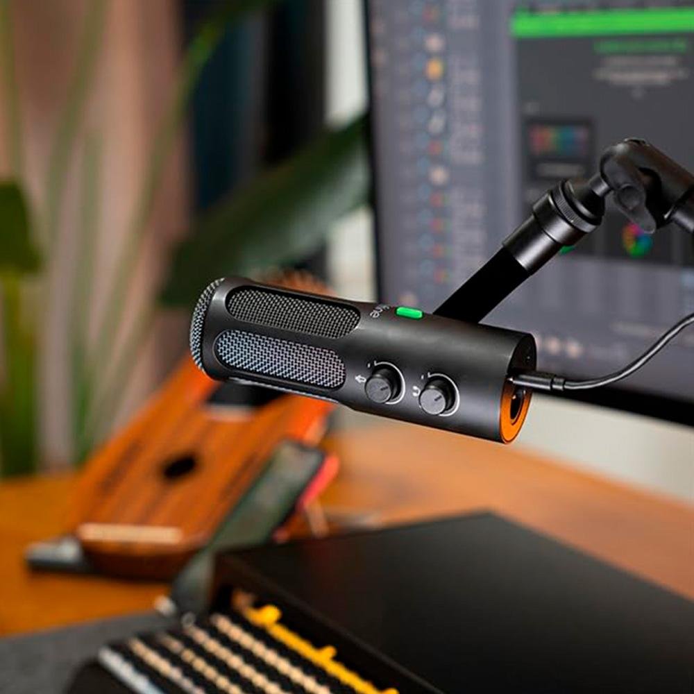 Microfone Dinâmico Fifine, Cardióide, USB Tipo-C e XLR, Preto - TANK3