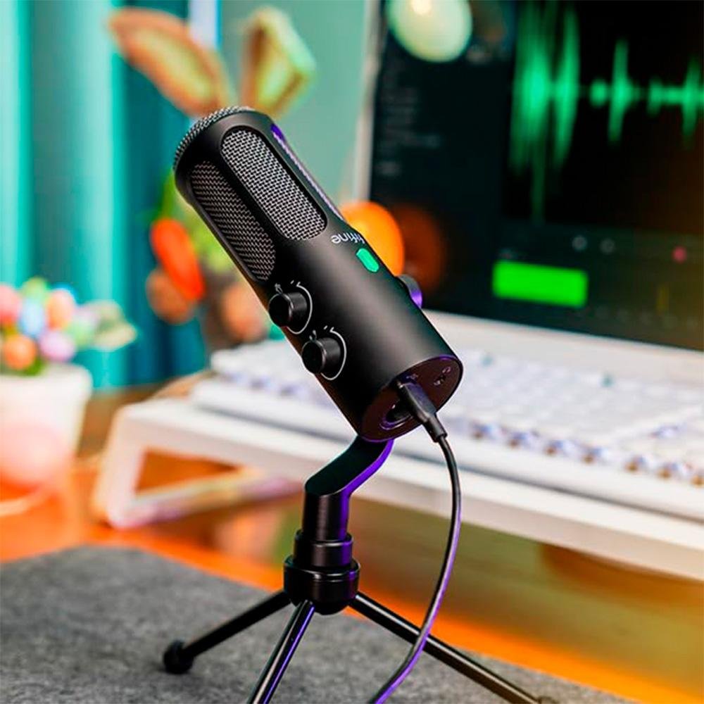 Microfone Dinâmico Fifine, Cardióide, USB Tipo-C e XLR, Preto - TANK3