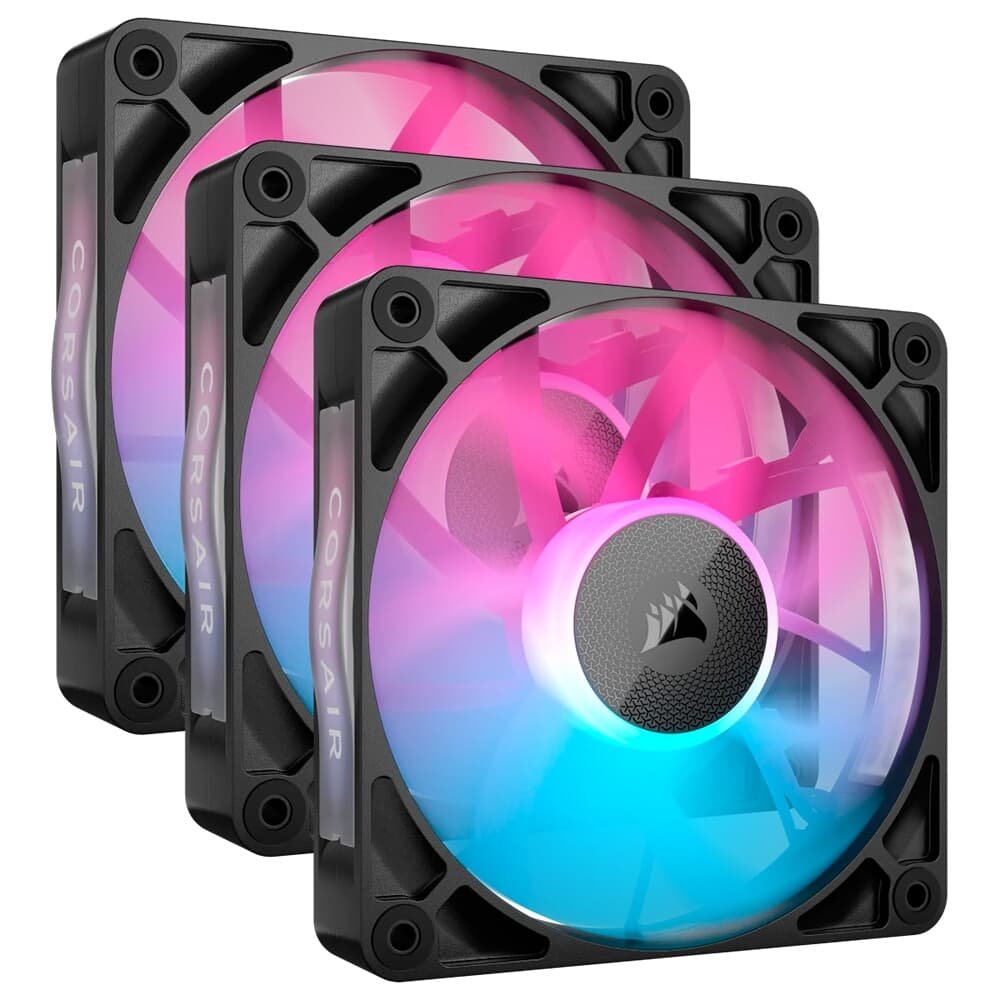 Kit com 3 Ventoinhas Corsair iCUE LINK RX120 RGB, 120mm, Preto - CO-9051018-WW