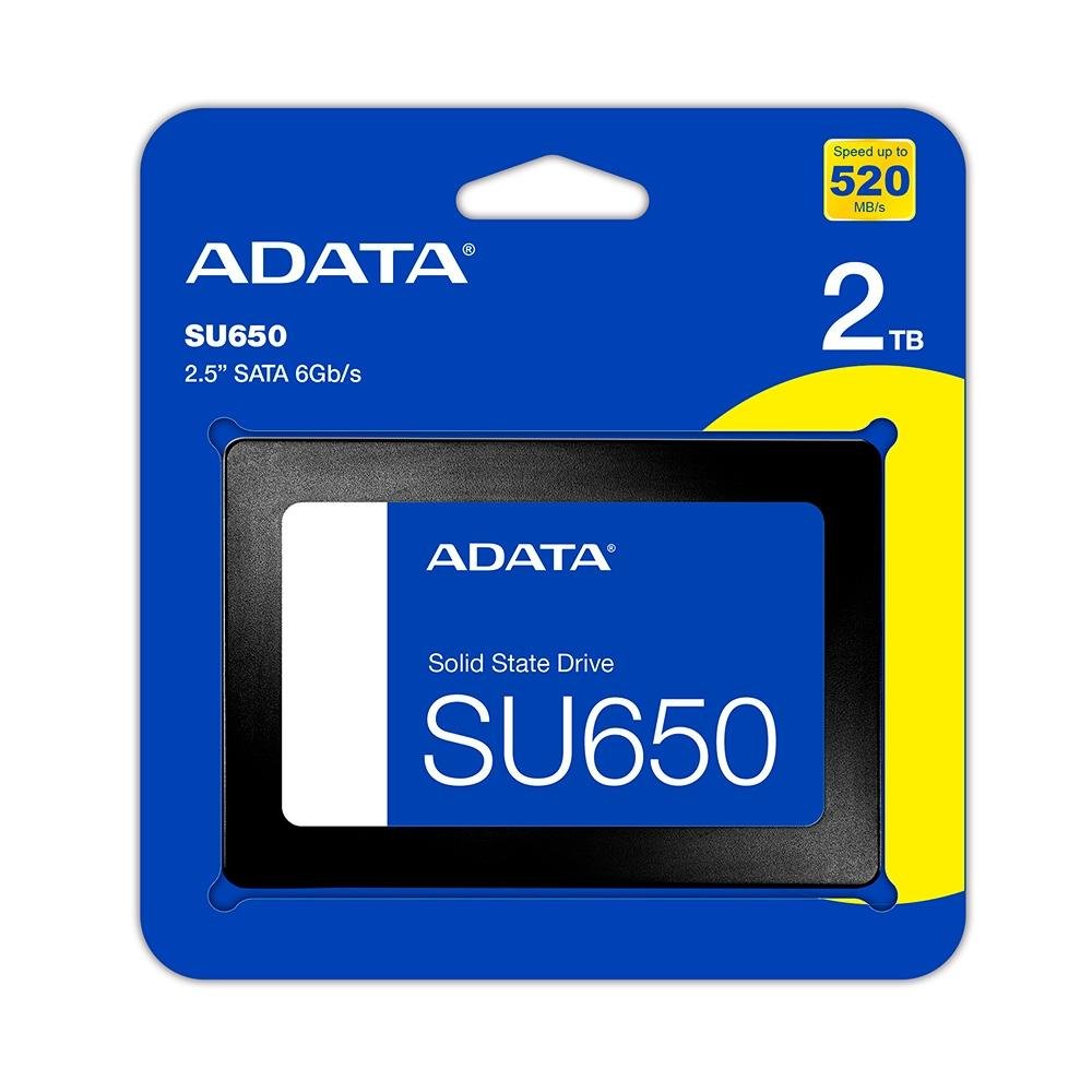 SSD Adata SU650, 2TB, SATA III, 2.5", Leitura: 540MB/s, Gravação: 450MB/s, Preto - ASU650SS-2TT-R