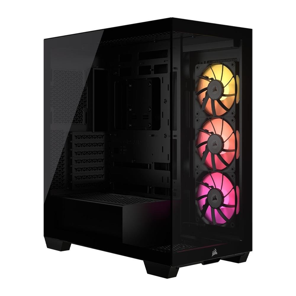 Gabinete Gamer Corsair iCUE LINK 3500X RGB, Mid-Tower, ATX, Lateral em Vidro, 3x FAN RX120 RGB Pré-instaladas, 3x FANs, Preto - CC-9011280-WW