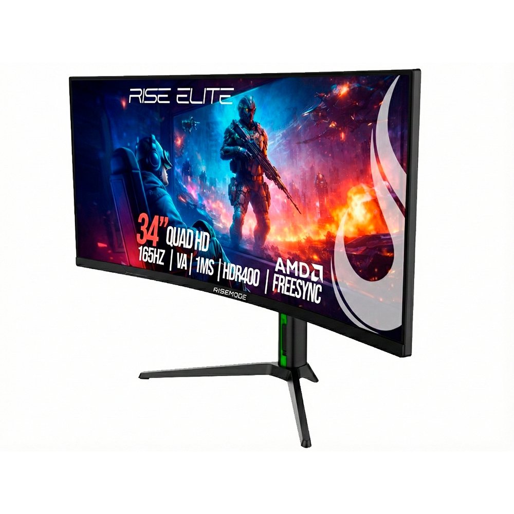 Monitor Gamer Curvo Rise Mode Elite 34", QHD, 165Hz, 1ms, VA, FreeSync, HDR 400, Preto, DisplayPort e HDMI, sRGB 110%, Ajuste altura - RM-MOG-34C1652K-B Monitor Gamer Curvo Rise Mode Elite 34", QHD, 165Hz, 1ms, VA, FreeSync, HDR 400, Preto, DisplayPort e HDMI, sRGB 110%, Ajuste altura - RM-MOG-34C1652K-B