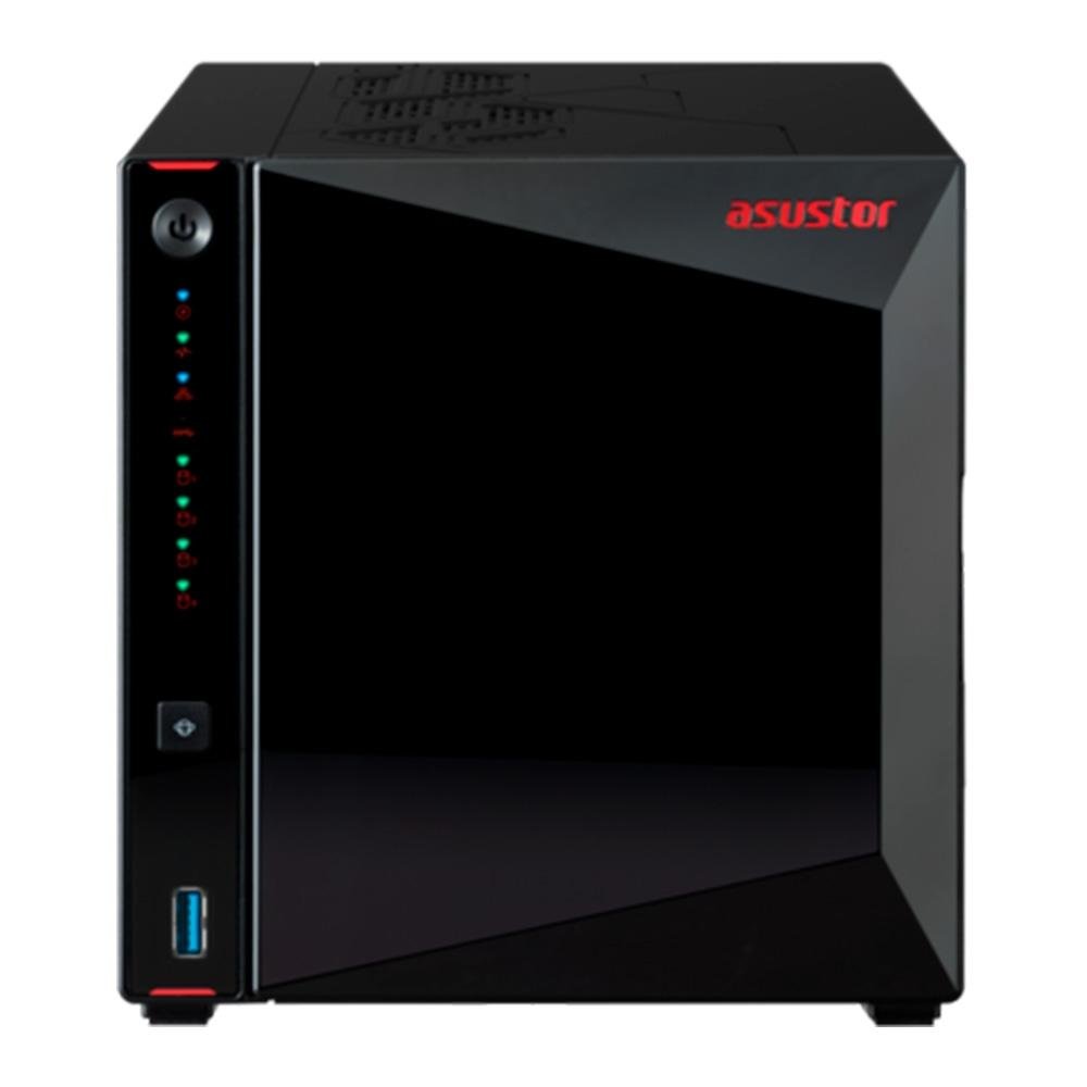 Storage Asustor NAS Nimbustor 2 AS5404T, Sem Disco, 4 Baias HDD e 4 Slot M.2 SSD NVMe, CPU Quad-Core 2.0GHz, 4GB DDR4, Preto - AS5404T