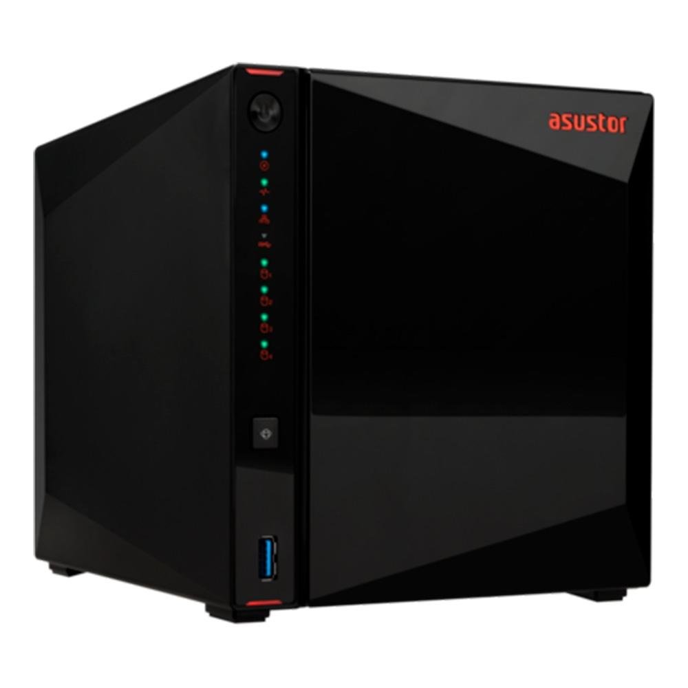 Storage Asustor NAS Nimbustor 2 AS5404T, Sem Disco, 4 Baias HDD e 4 Slot M.2 SSD NVMe, CPU Quad-Core 2.0GHz, 4GB DDR4, Preto - AS5404T