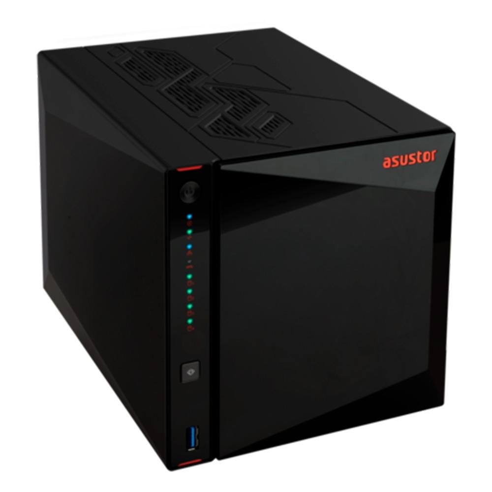 Storage Asustor NAS Nimbustor 2 AS5404T, Sem Disco, 4 Baias HDD e 4 Slot M.2 SSD NVMe, CPU Quad-Core 2.0GHz, 4GB DDR4, Preto - AS5404T