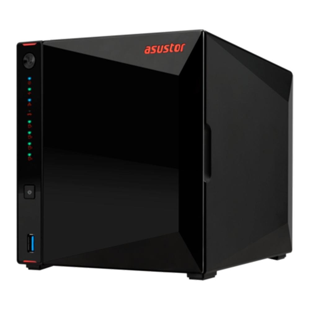 Storage Asustor NAS Nimbustor 2 AS5404T, Sem Disco, 4 Baias HDD e 4 Slot M.2 SSD NVMe, CPU Quad-Core 2.0GHz, 4GB DDR4, Preto - AS5404T